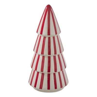 Sapin de Noël décoratif en céramique rouge et blanc H. 22 cm ATMOSPHERA