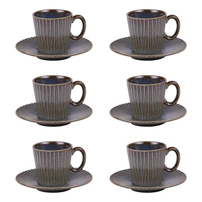 Coffret de 6 tasses à café avec sous tasses     9 cl-LIV TABLE PASSION