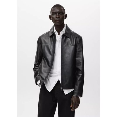 Blouson 100 % cuir poches MANGO MAN