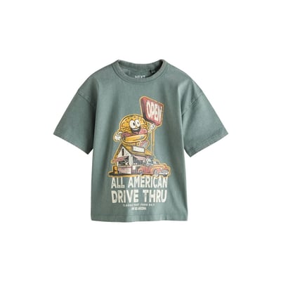 T-shirt délavé à motif graphique NEXT