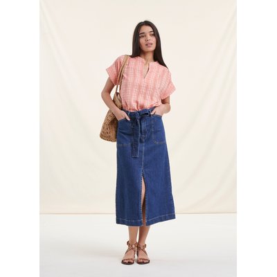 Jupe mi-longue en jean coton LA FEE MARABOUTEE
