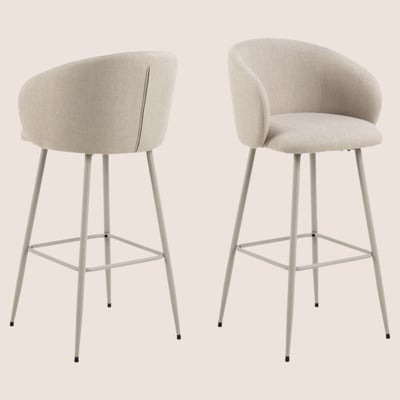 Tabourets de bar avec accoudoirs en tissu beige (lot de 2) - BLAIR HELLIN, DEPUIS 1862