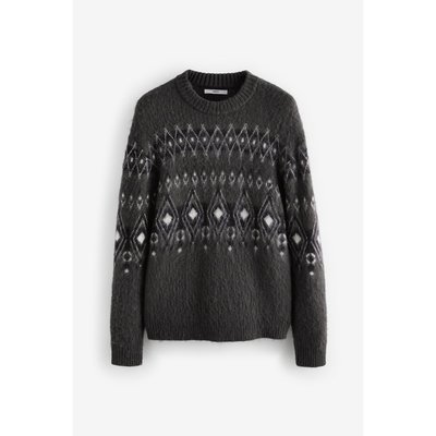 Pull ras de cou décontracté brossé à motif NEXT