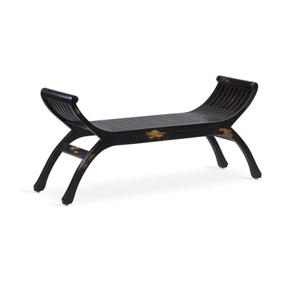 Banc 2 Places Bois Noir 120x37x60cm - DECORATION D’AUTREFOIS