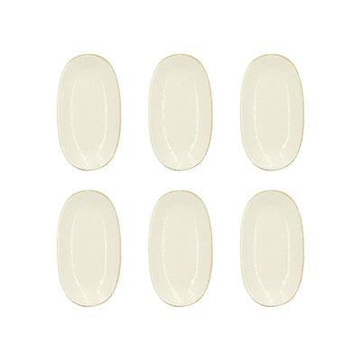 Lot de 6 assiettes ovales en porcelaine 19cm, NUANCE NOVASTYL