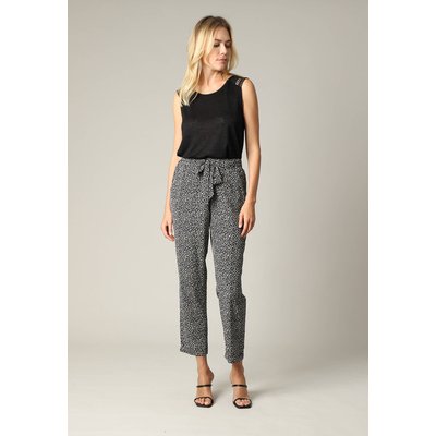 Pantalon fluide à imprimé animalier stylisé avec taille haute ceinturée EDILINE DEELUXE