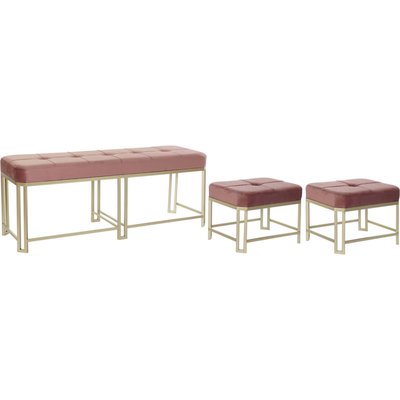 Banc en velours, pieds dorés (lot de 3), Glam RECOLLECTION