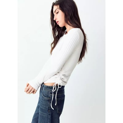T-shirt côtelé détail froncé MANGO TEEN
