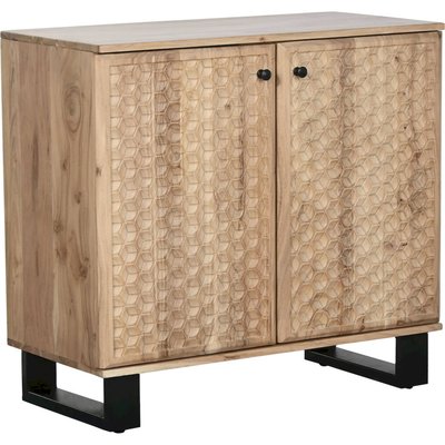 Buffet acacia métal style moderne sculpté pieds noirs RECOLLECTION