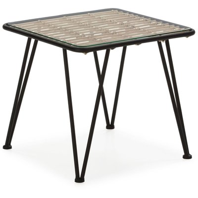Table basse en rotin, plateau en verre, Baggs RECOLLECTION