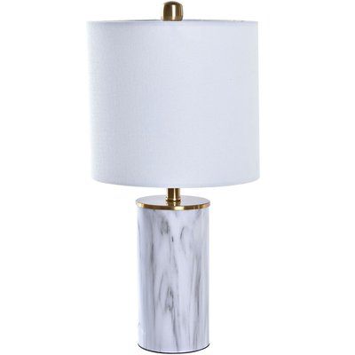 Lampe ronde et abat-jour blanc - 23x23x47cm WADIGA