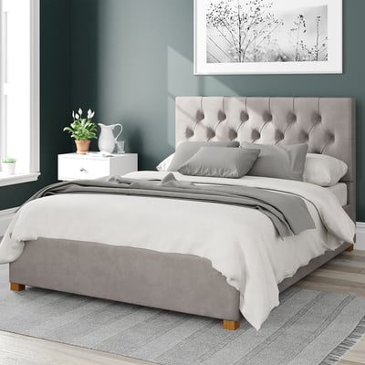 Olivier Plush Velvet Storage Ottoman Bed with Button Tufted Upholstered Headboard ASPIRE