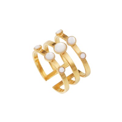 Bague maya tribal nacre blanche CAROLINE NAJMAN