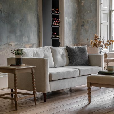 Marchfield Buttoned Soft Brushed 3 Seater Sofa with Dark Wood Legs SO'HOME