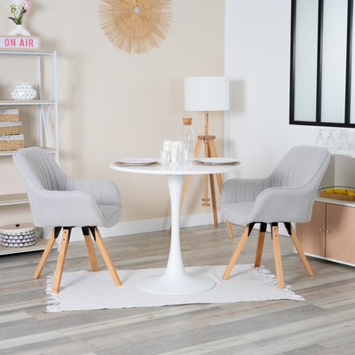 Ensemble de table à manger ronde avec 2 chaises, CLIFTWHITESET MEUBLES COSY