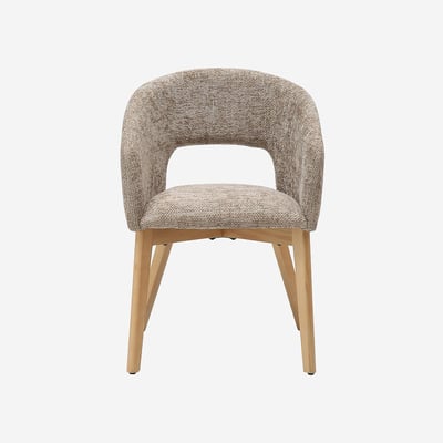 Lot de 2 chaises en tissu chenille et chêne avec accoudoirs RUSTI HABITAT