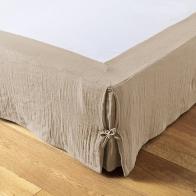Cache sommier, en 100 % Gaze de coton, avec volant 30 cm EDEN