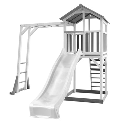 AXI Structure de jeu Beach Tower Blanc Gris avec cadre escalade et toboggan Blanc AXI HOUSE