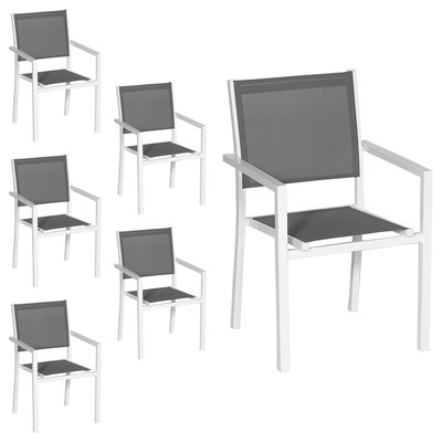 Chaises en aluminium et textilène, lot de 6 HAPPY GARDEN