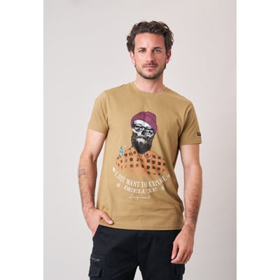 T-shirt regular homme en jersey 100% coton imprimé crâne explorer TELLSON DEELUXE