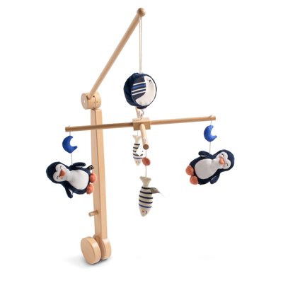 Mobile musical en bois avec jouets pingouin SAUTHON