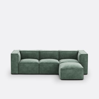 Canapé modulable, 3 places et pouf, en velours texturé, SEVEN LA REDOUTE INTERIEURS