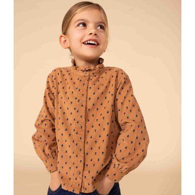 Blouse manches longues en velours fin fleuri PETIT BATEAU