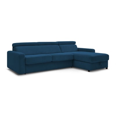 Canapé d'angle convertible 4 places en velours côtelé couchage 140x190 cm, MONACO BOBOCHIC
