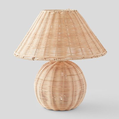 Lampe de chevet, 38x38cm, en rotin MONOPRIX