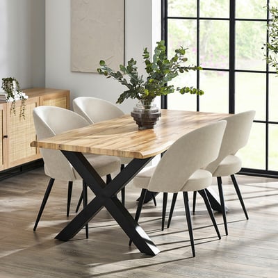 Harlen Rustic Oak Dining Table with Waved Edge SO'HOME