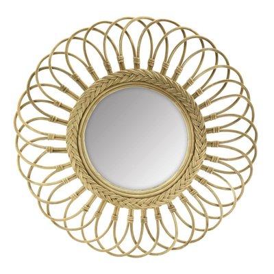 Miroir marguerite en moelle de rotin 60 cm AUBRY GASPARD