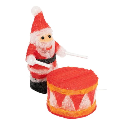 Forme acrylique extérieure Père Noël tambour solaire 60 LED 8 fonctions H32 cm FEERIC LIGHTS & CHRISTMAS