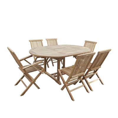 Salon de jardin en teck massif extensible 6/8 places  MIDLAND BERAH GETAH
