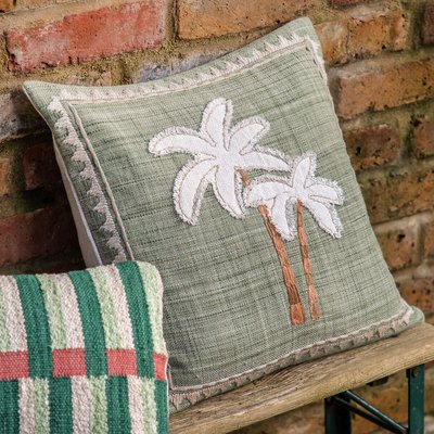 Nia Embroidered Palm Tree Filled Cushion SO'HOME