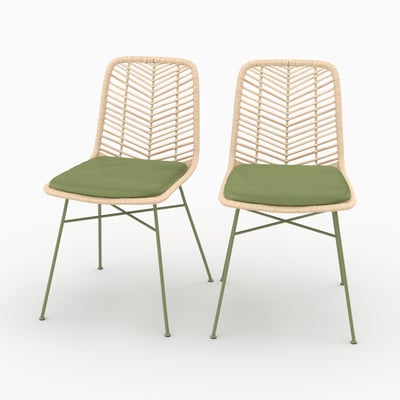 Chaises en rotin et tissu - TAMARA MAISON PAVANE