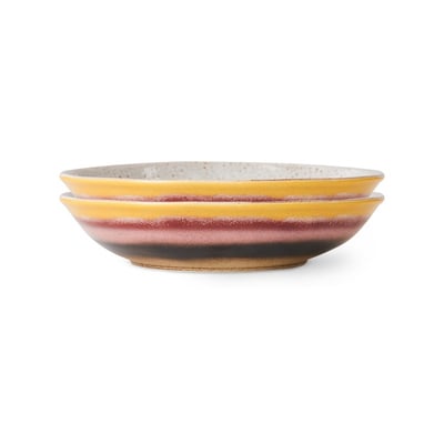 Assiettes creuses grès  Hibiscus set de 2 HKLIVING