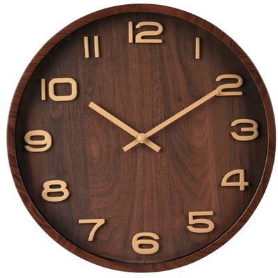Horloge murale aspect bois et métal doré 30.5x30.5x4cm WADIGA