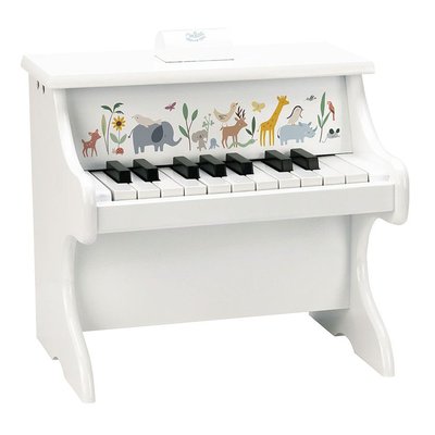 Piano en bois 18 touches blanc Les animaux du monde - Sarah Betz VILAC