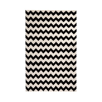 Monochrome Zig Zag Stripe Wool Mix Rug SO'HOME