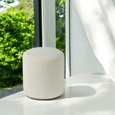 Pouf rond velours côtelé blanc (lot de 2) MALMOE PIER IMPORT