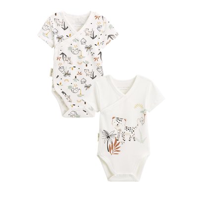 Lot de 2 bodies bébé manches courtes ouverture croisée Yao PETIT BEGUIN