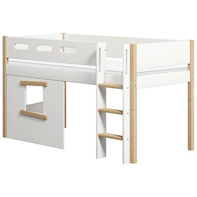 Lit mi-hauteur échelle et façades en chêne effet bois FLEXA