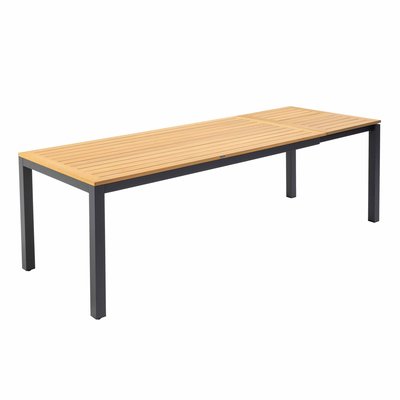 Table de jardin extensible en aluminium et bois d'eucalyptus, SPLIT OVIALA