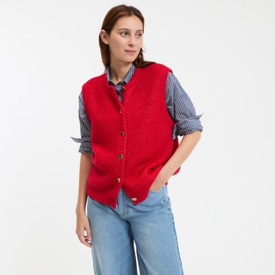 Chaleco con botones, cuello redondo, punto grueso LA REDOUTE COLLECTIONS
