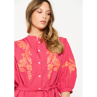 Robe oversize en vichy avec broderies LOLALIZA