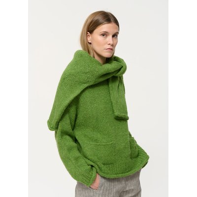 Pull vert oversize en maille épaisse encolure bateau HUMILITY