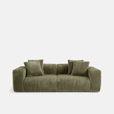 Canapé droit, 3 places, en velours côtelé XL, LIORA LA REDOUTE INTERIEURS
