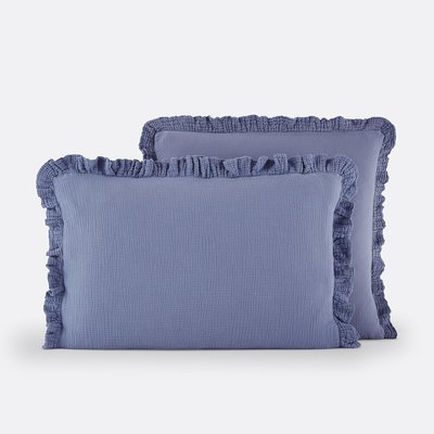 Kumla Plain Ruffle Cotton Muslin Pillowcase LA REDOUTE INTERIEURS