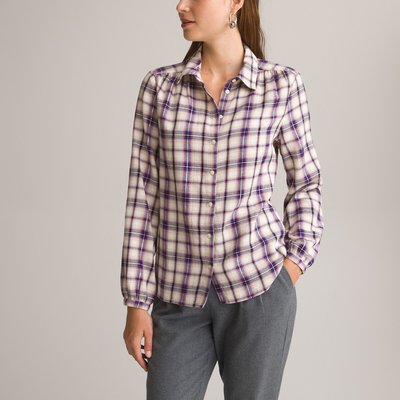 Checked Cotton Shirt with Long Sleeves ANNE WEYBURN