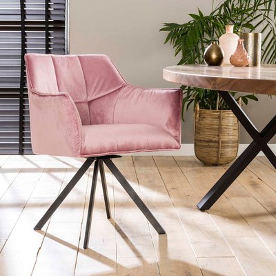 Fauteuil de table pivotant en tissu velours beige avec accoudoirs style déco moderne MELBOURNE (lot de 2) PIER IMPORT